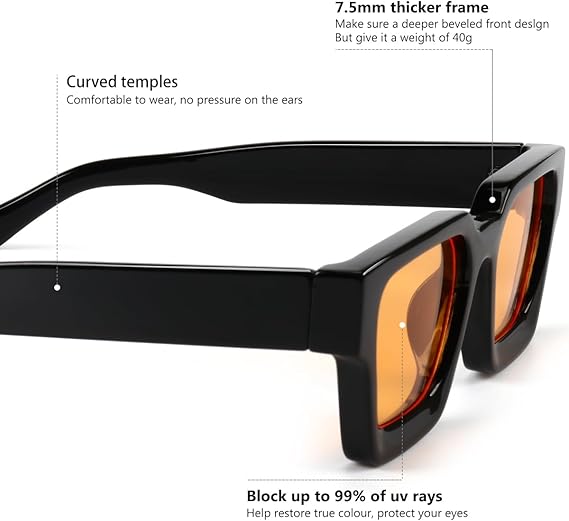Trench Shades (Black w/ Orange Lens)